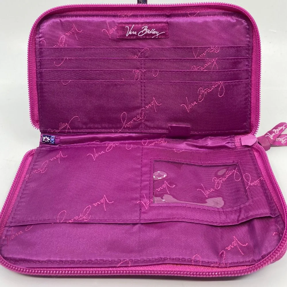 Vera Bradley Pink Blue Fabric Zipper Wallet